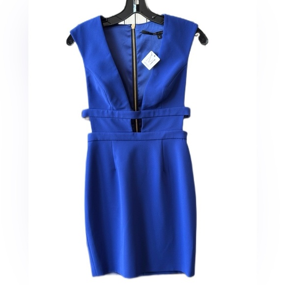 JAYGODFREY Dresses & Skirts - Jay Godfrey NWT Blue mini cocktail dress with plunge v neckline and side cutouts
